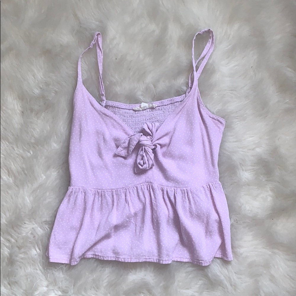 Purple and White Polka Dot Top